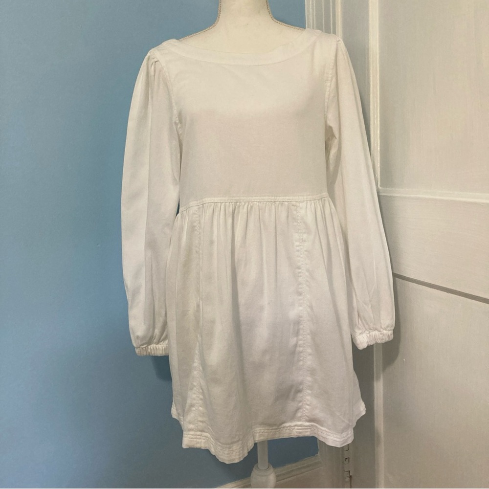New With Tag American Eagle 100% Cotton White Long Sleeve Boho Baby Doll Dress S